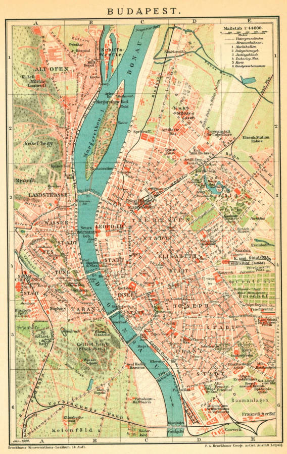 Etkort over Budapest, Ungarn