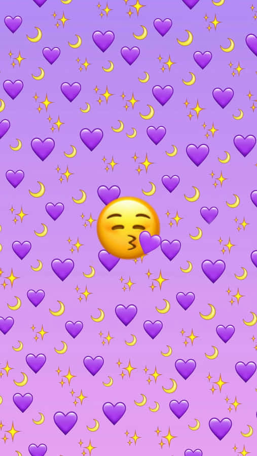 Padrão de Emojis de Corações e Estrelas Roxas