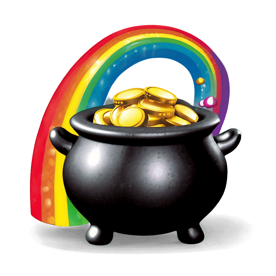 Pot of Gold with Lucky Charm PNG 34