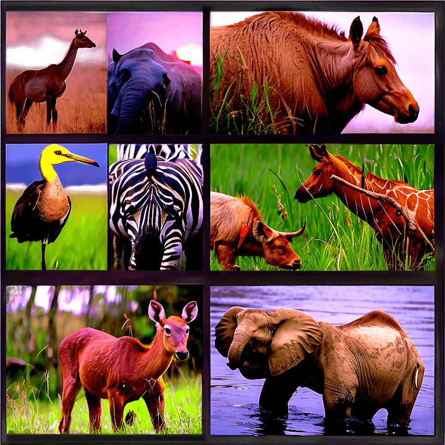 Animal Theme Collage PNG ebf