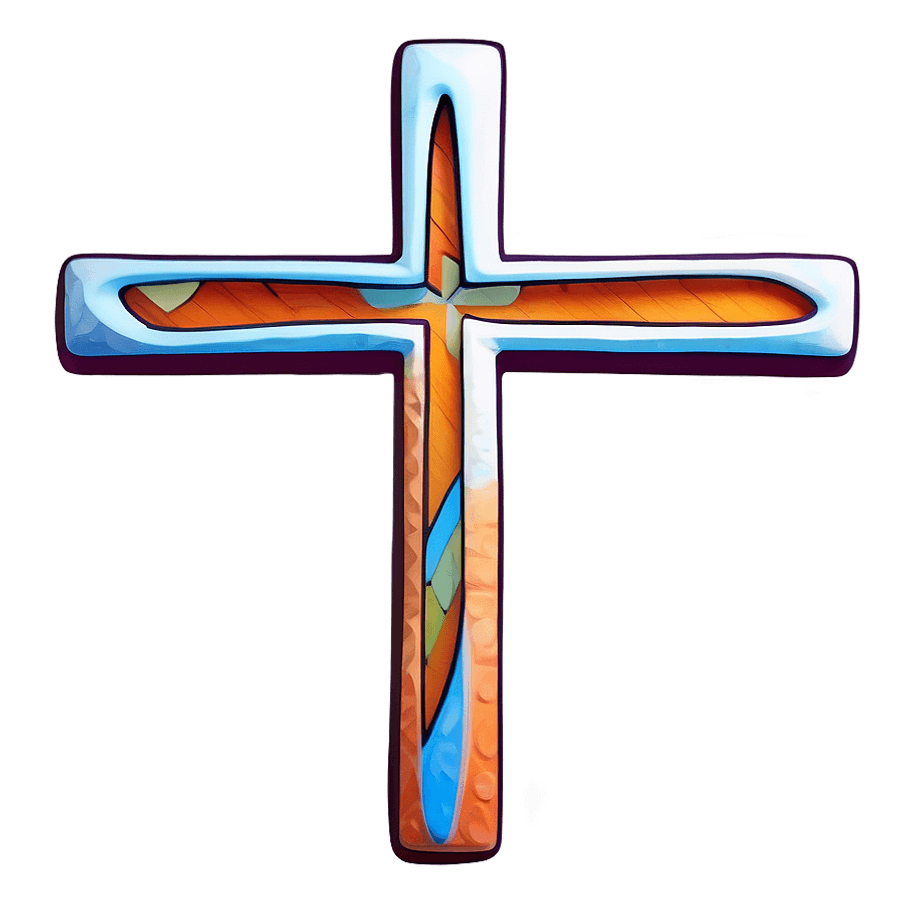 Modern Thin Cross Art PNG 06292024