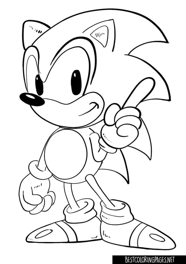 SonicColorieren Niedlich Stehendes Bild mit Zeigefinger