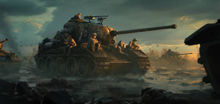 Download Military Tanks With Soldiers Wallpaper | Wallpapers.com