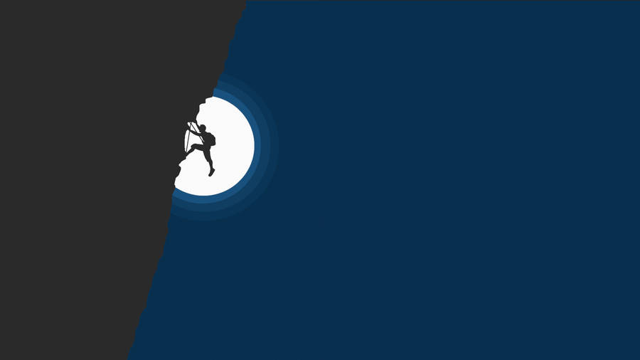 Climbing rock on dark blue night with full moon wallpaper