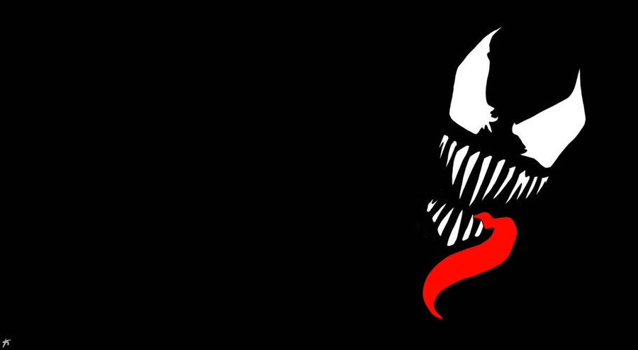 Minimalistic alien symbiote Venom on black background. wallpaper.