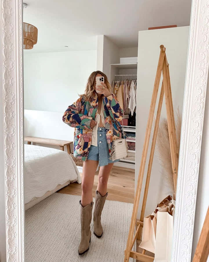 Küsten Cowgirl Ästhetik Spiegel-Selfie