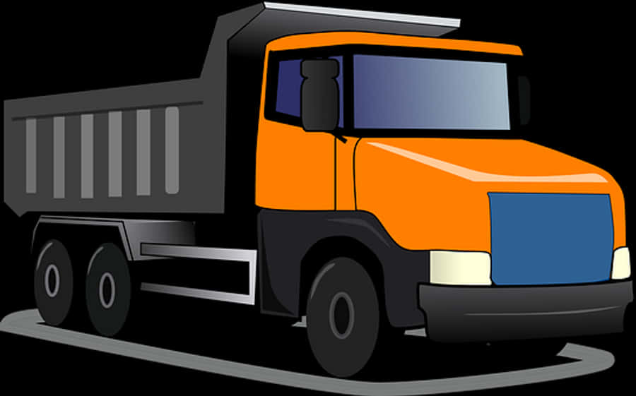 Orange Black Dump Truck Illustration