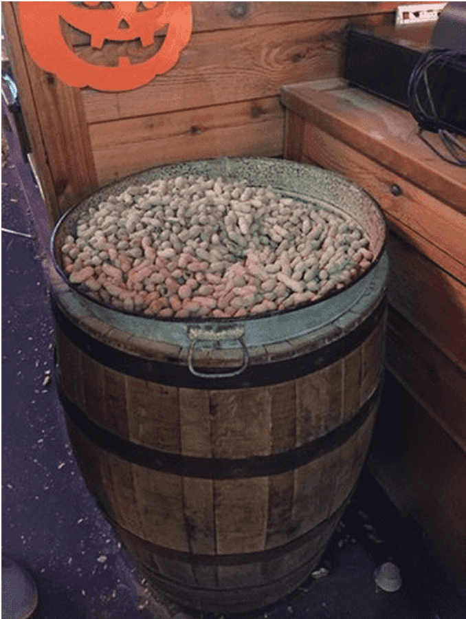 Whiskey Barrel Fullof Peanuts Halloween Decor