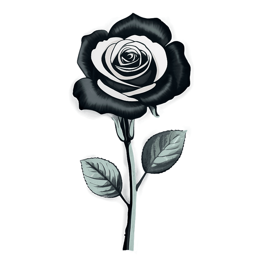 Vintage Black and White Rose PNG mhk