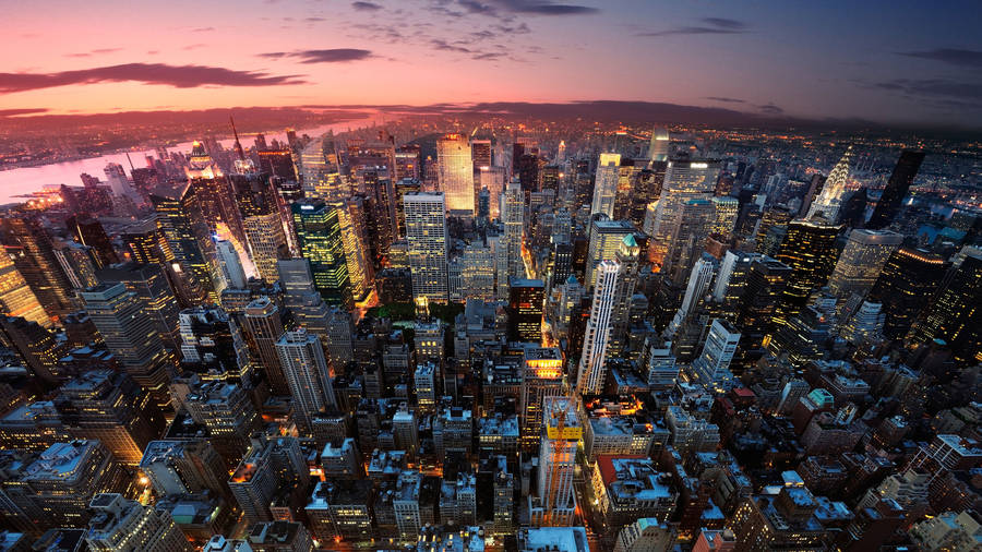 Einlebendiger 4K-Blick auf die Skyline von New York City