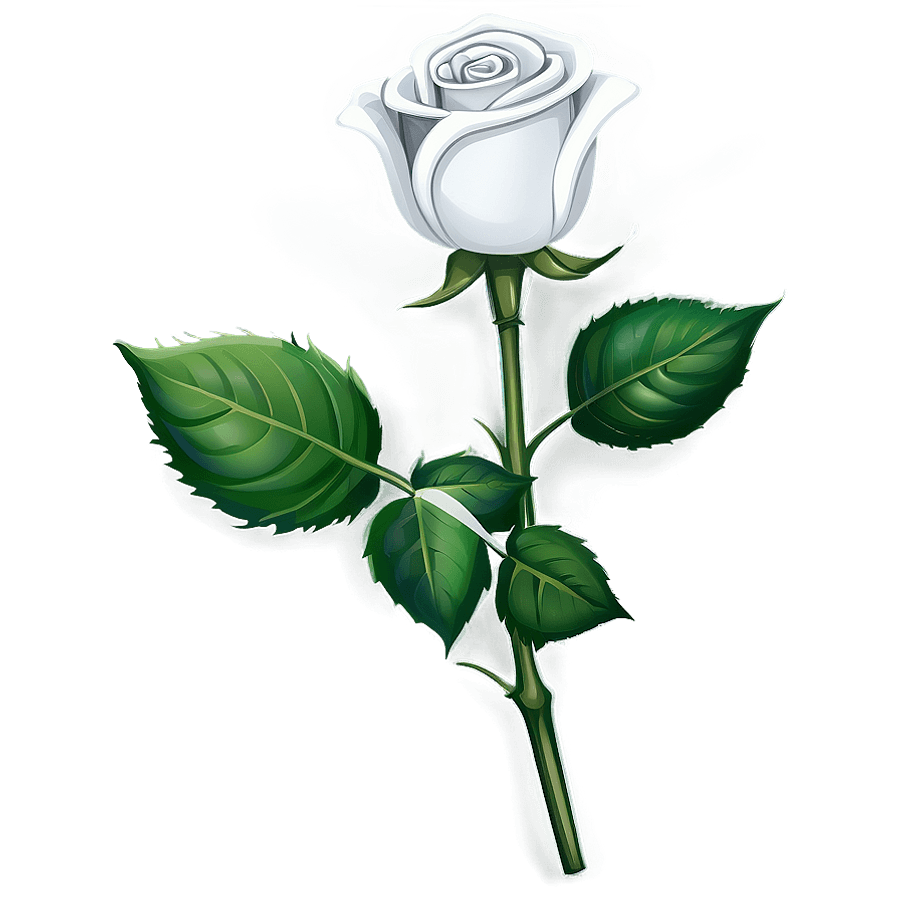 White Rose with Leaves PNG 84