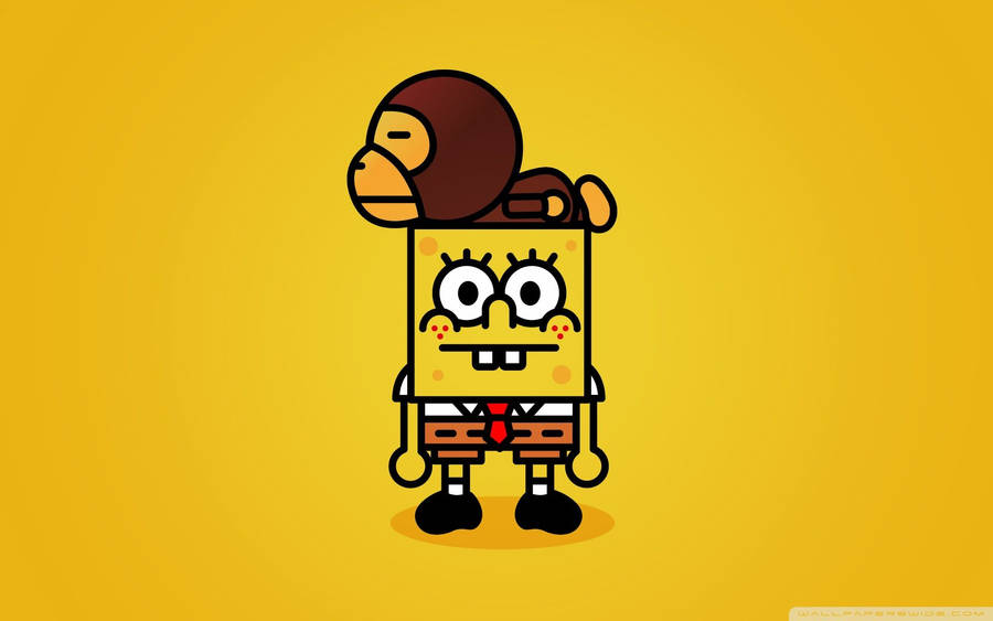 Decent artwork image of Spongebob and a monkey