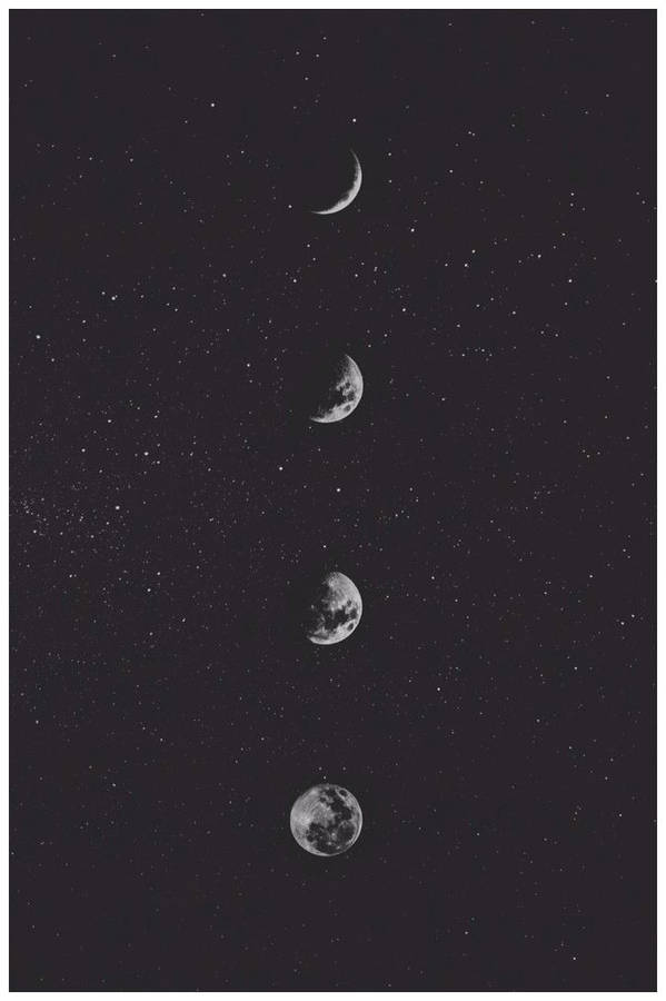 Download Moon Phases Dark Grey Iphone Wallpaper | Wallpapers.com