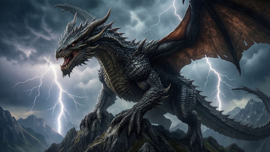 Sfondo fantasy epico di SCP Overlord su una montagna