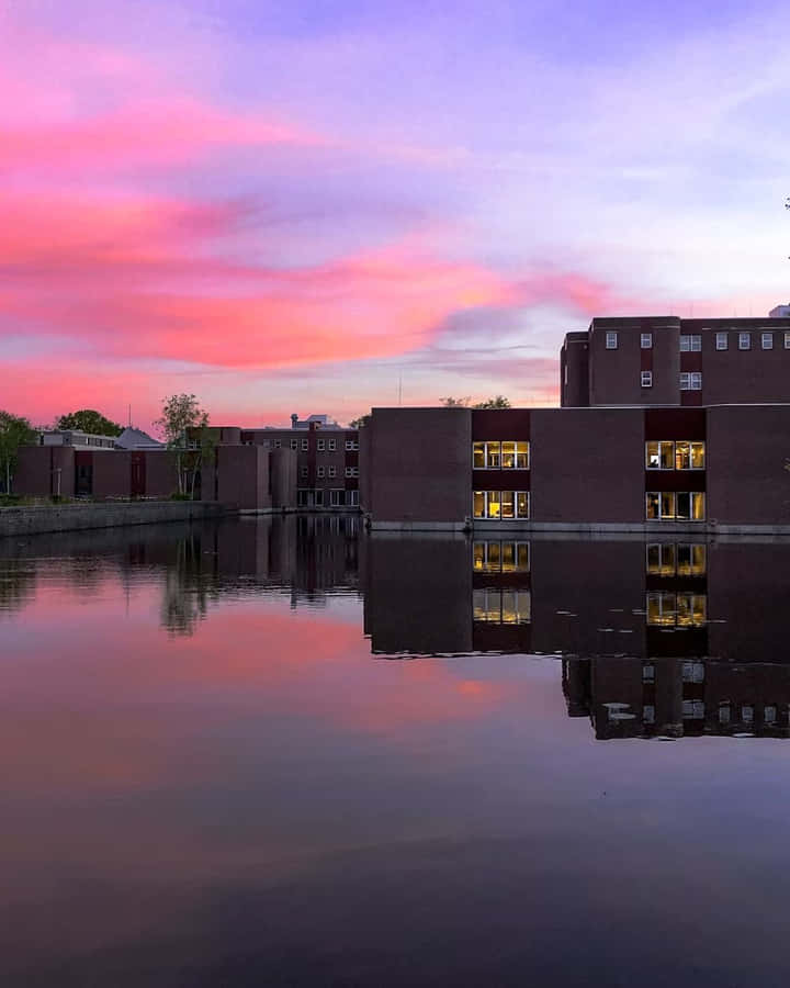 Enschede Ufer Sonnenuntergang Reflexion
