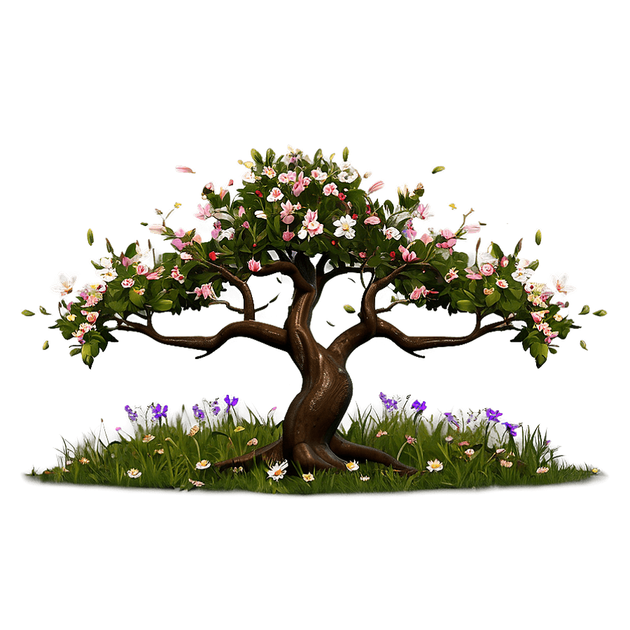 Flower Tree in Meadow PNG kgm