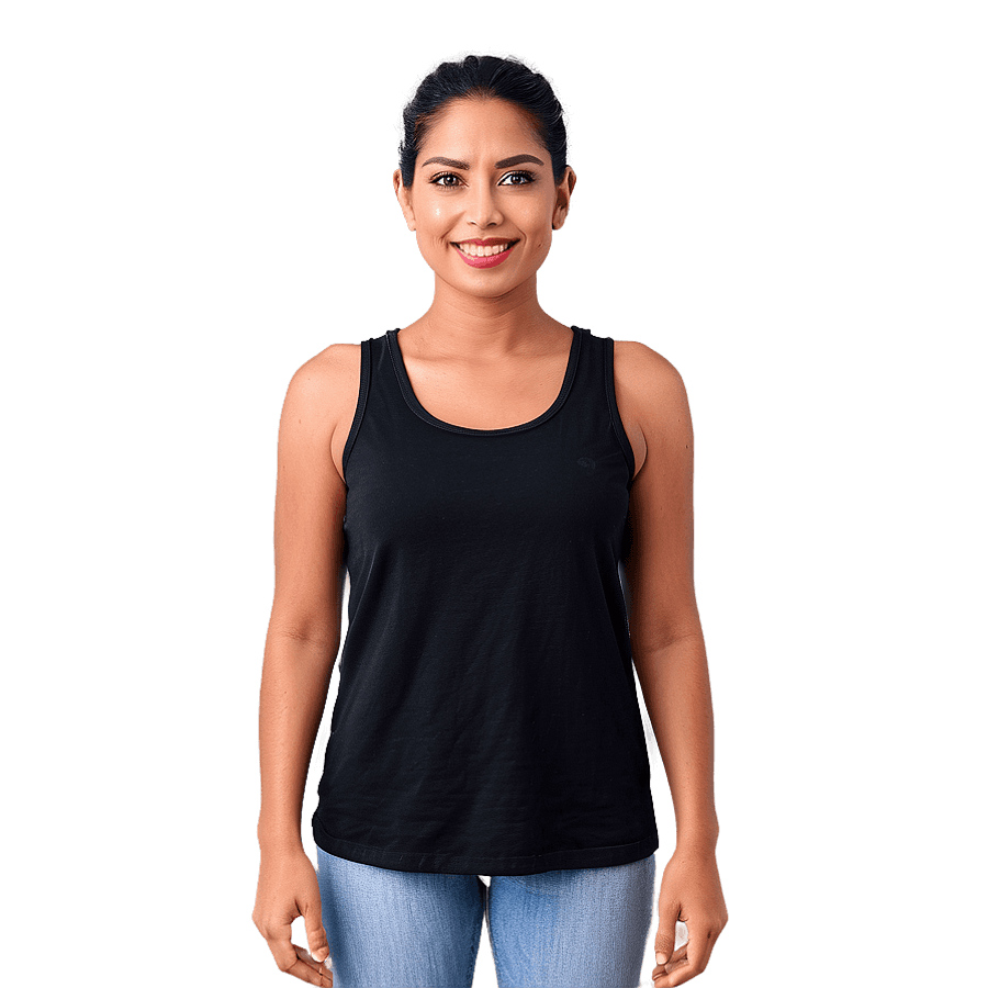 Casual Black Tank Top PNG qua46