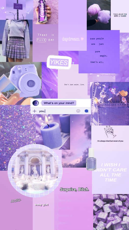 Colagem de Lavanda Estética Moodboard Roxo
