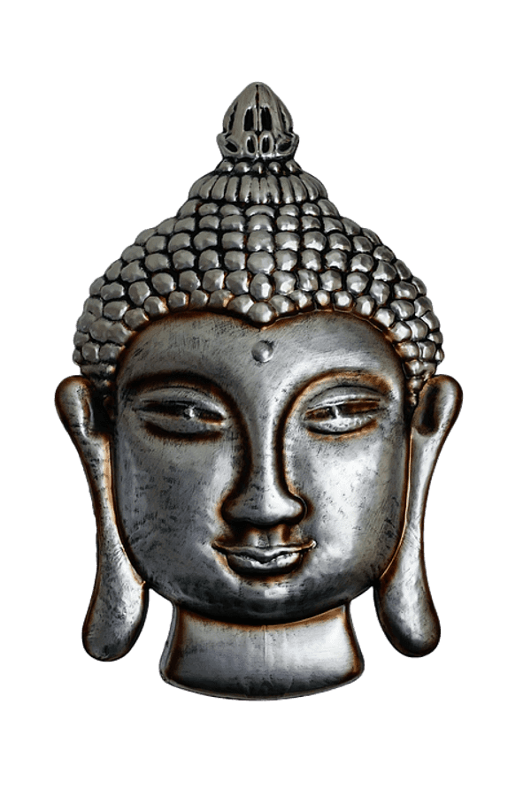 Silver Buddha Head Sculpture