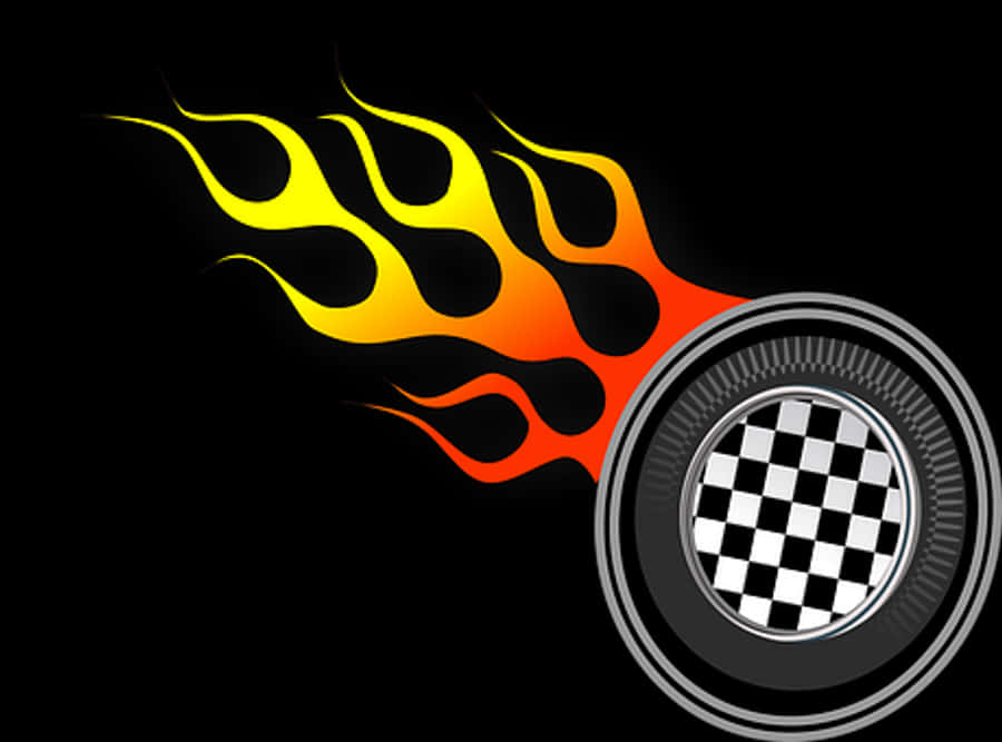 Racing Flamesand Checkered Wheel