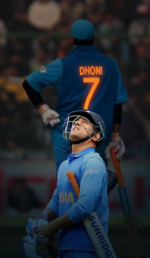 Download Ms Dhoni Indian Cricket Poster Wallpaper | Wallpapers.com