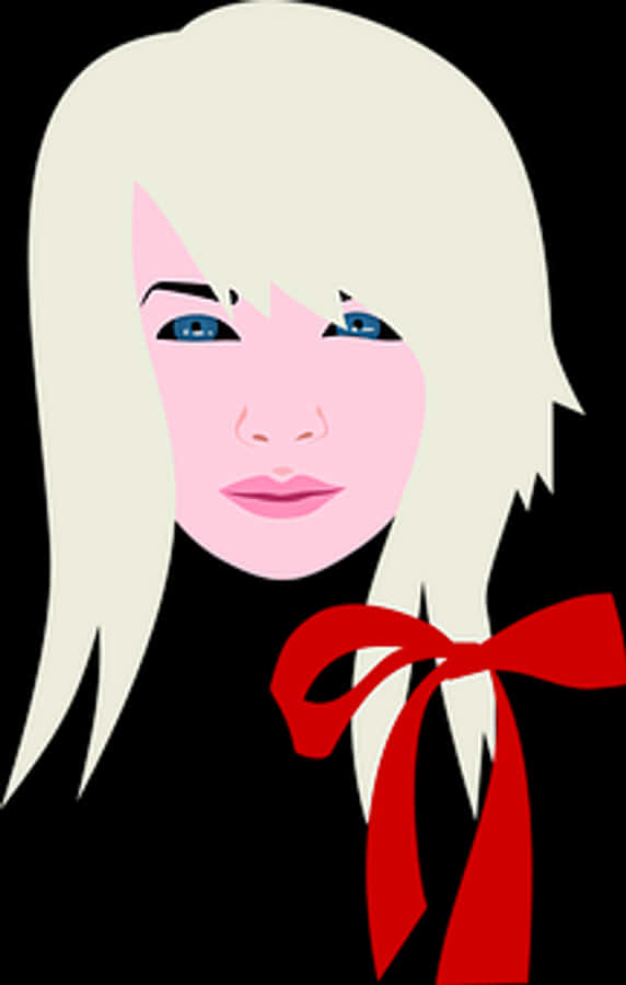 Blonde Girlwith Red Bow Vector Illustration