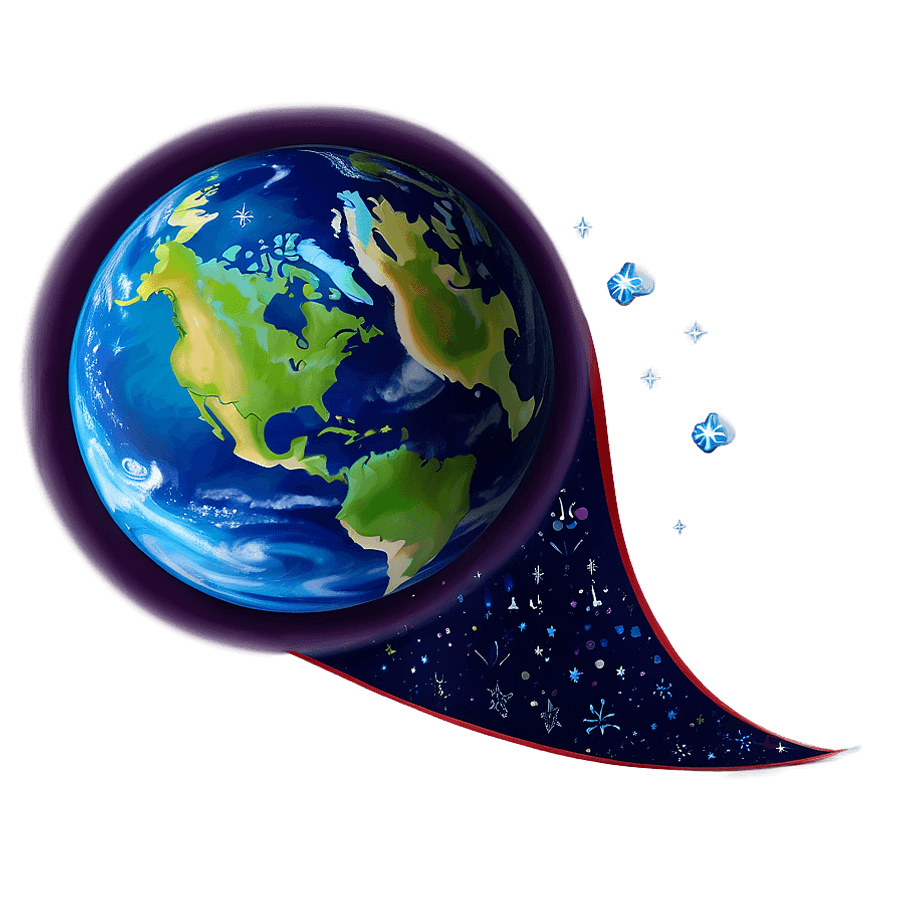 Earth Cartoon with Stars PNG cop65