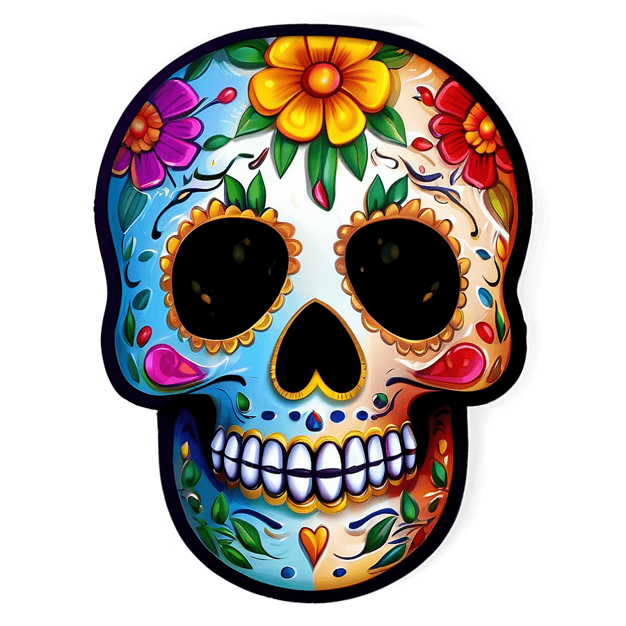 Mexican Sugar Skull Drawing PNG 1