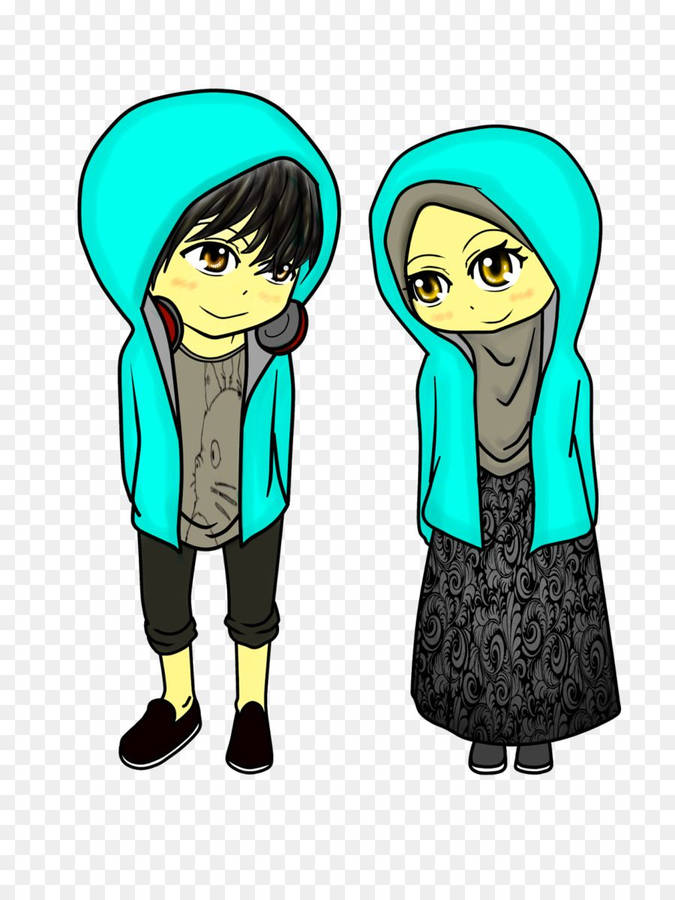 Download Muslim Couple Cartoon On Transparent Background Wallpaper ...