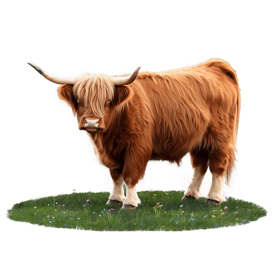Highland Cow with Flowers PNG wpi53
