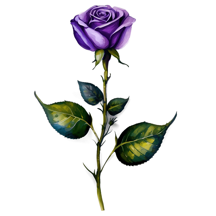 Watercolor Purple Rose PNG dsc4