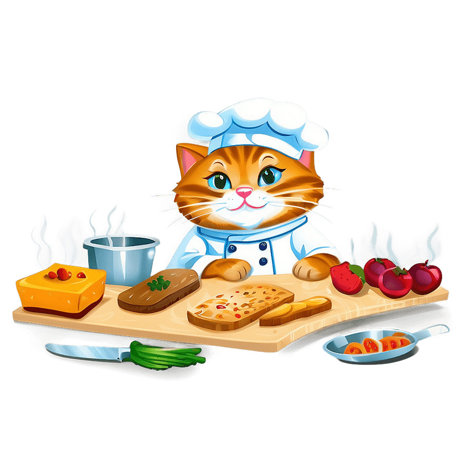 Chef Cat Cartoon PNG 57
