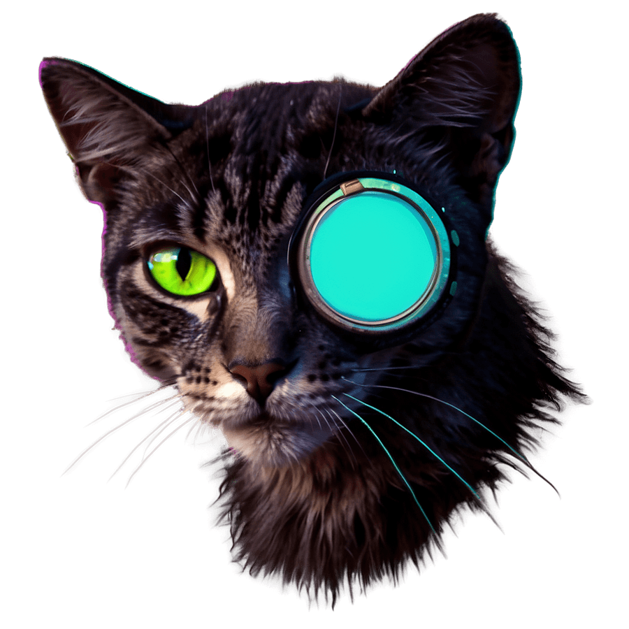 Cyberpunk Cat Filter PNG obc
