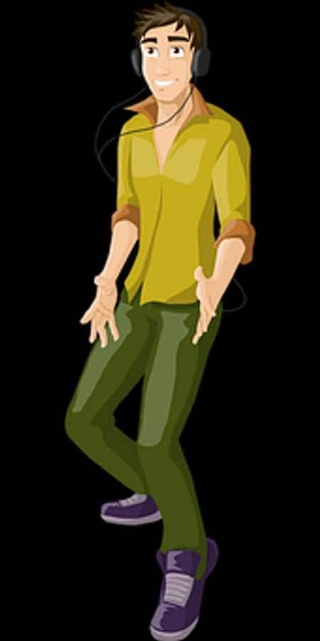Animated Man Listeningto Music