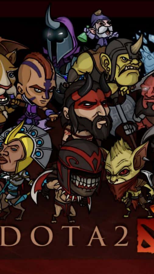 Android Dota 2 Baggrund Helte I Chibi Style