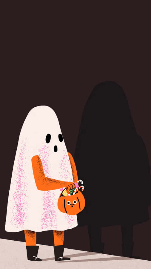 Fantasma Vintage com Balde de Halloween