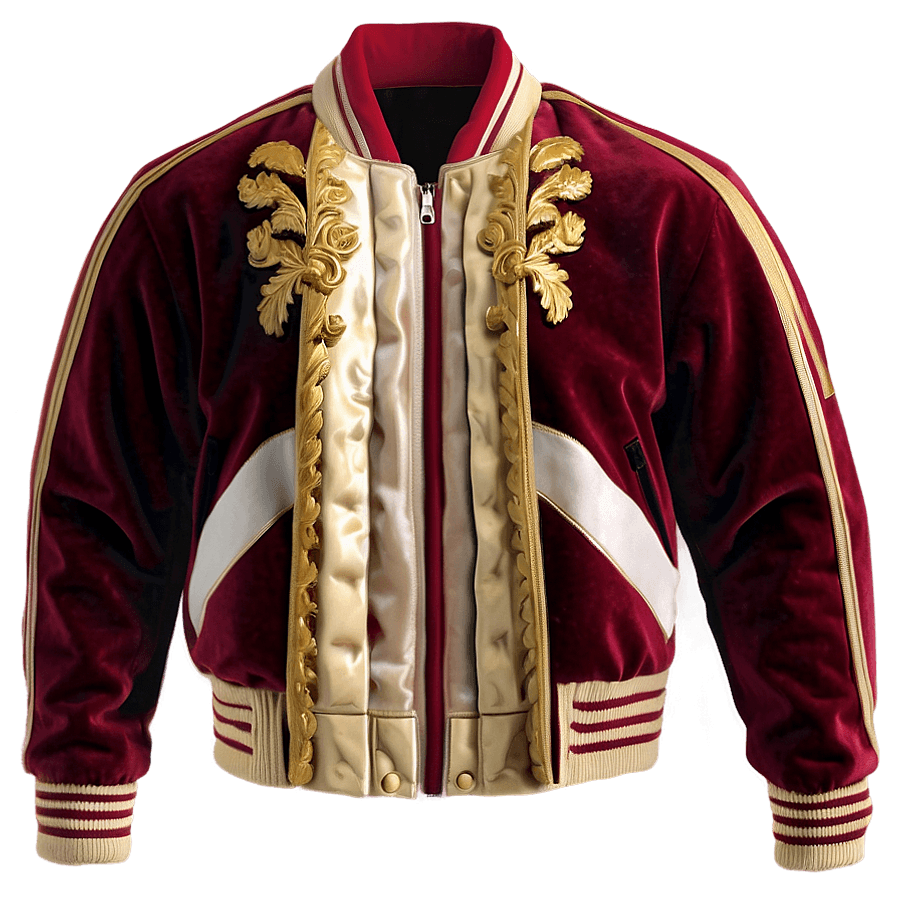 Luxe Velvet Bomber Jacket PNG 14