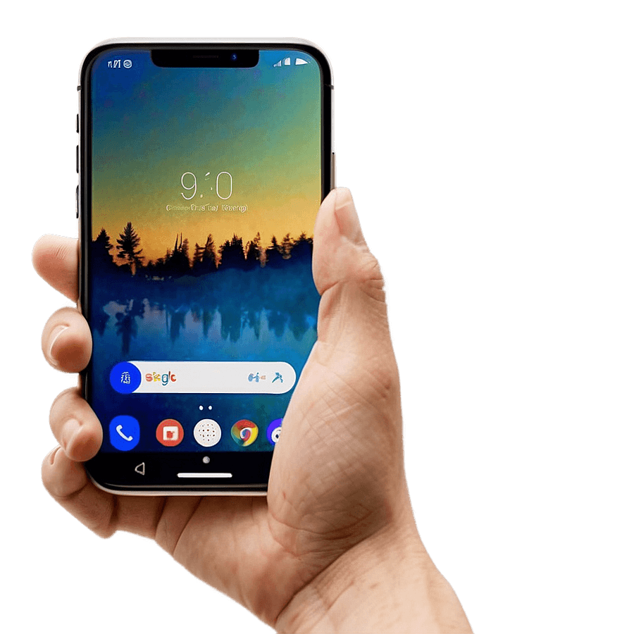 Mobile Device in Hand PNG poi31