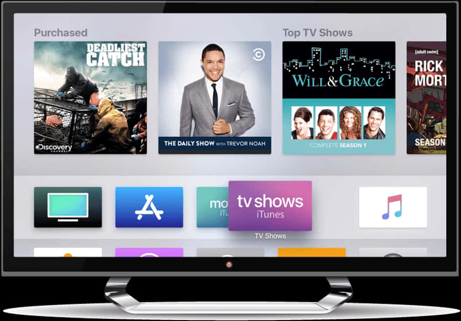 Apple Tv Home Screen On A Flat-screen Tv - Netflix On Apple Tv, HD Png Download