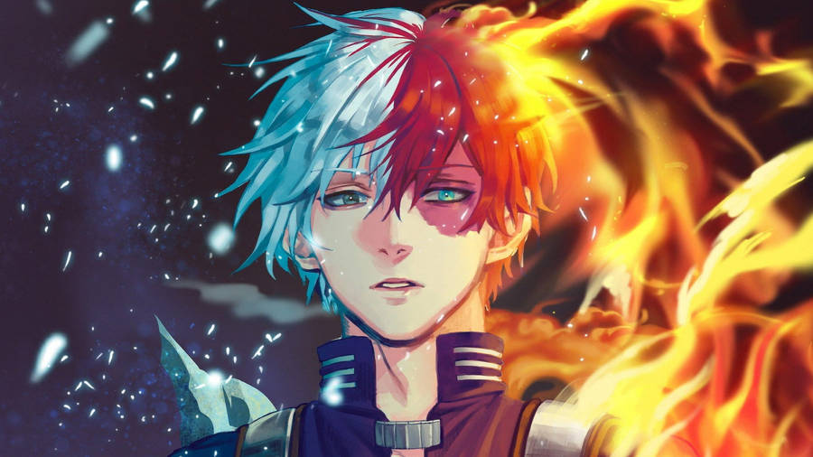 Download My Hero Academia Todoroki Snow And Fire Wallpaper | Wallpapers.com