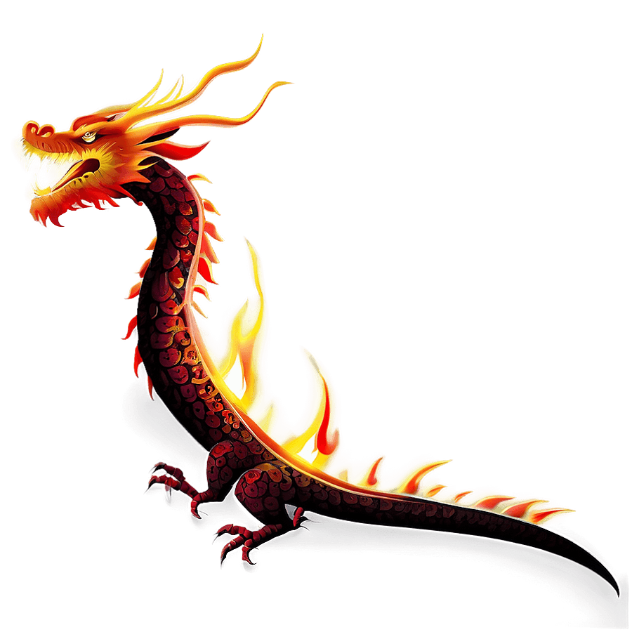 Chinese Dragon with Flames PNG 13