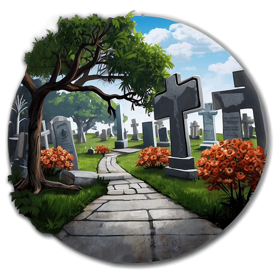 Peaceful Cemetery in Daylight PNG jxo66