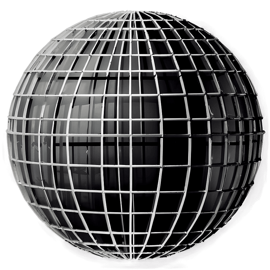 Black and White Globe with Grid PNG 06282024