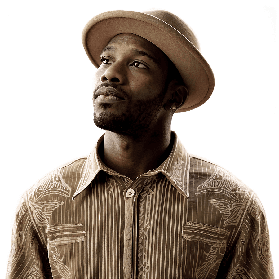 Black Man in Artistic Pose PNG 06122024