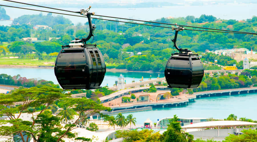 Sentosa Kabelbana med Utsikt över Bro