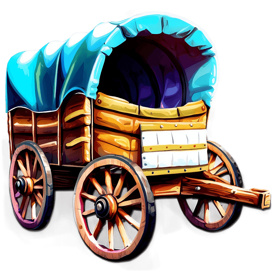 Colorful Covered Wagon Illustration PNG 06292024