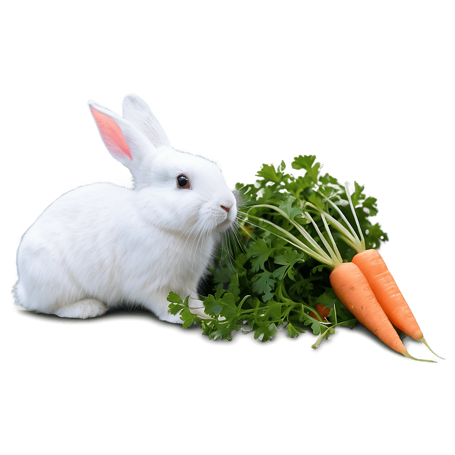 White Rabbit with Carrot PNG 32