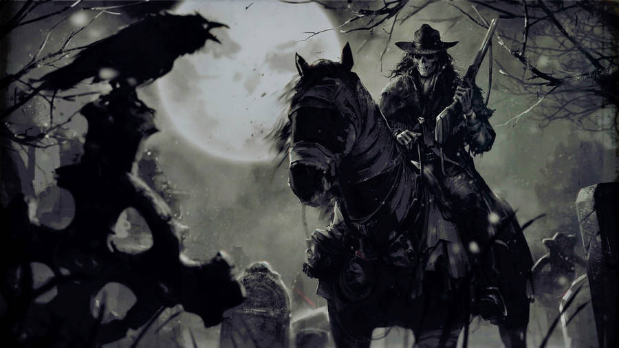 Scheletro gotico Cowboy vettore