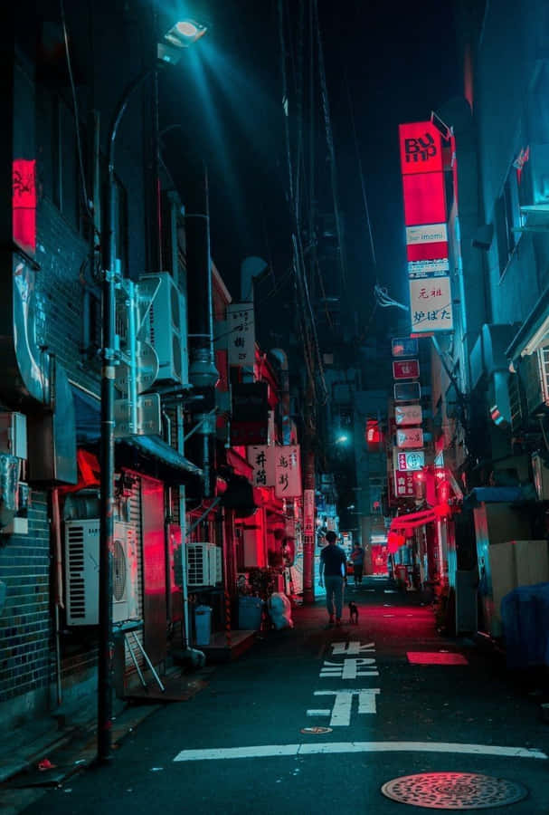 Vicolo Notturno Neon con Vibe Cyberpunk