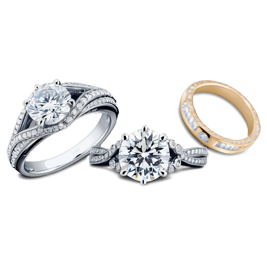 Bridal Set Diamond Ring PNG mbt25